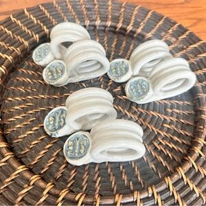 Set of 6 handmade Ceramic Napkin Rings w/butterflies